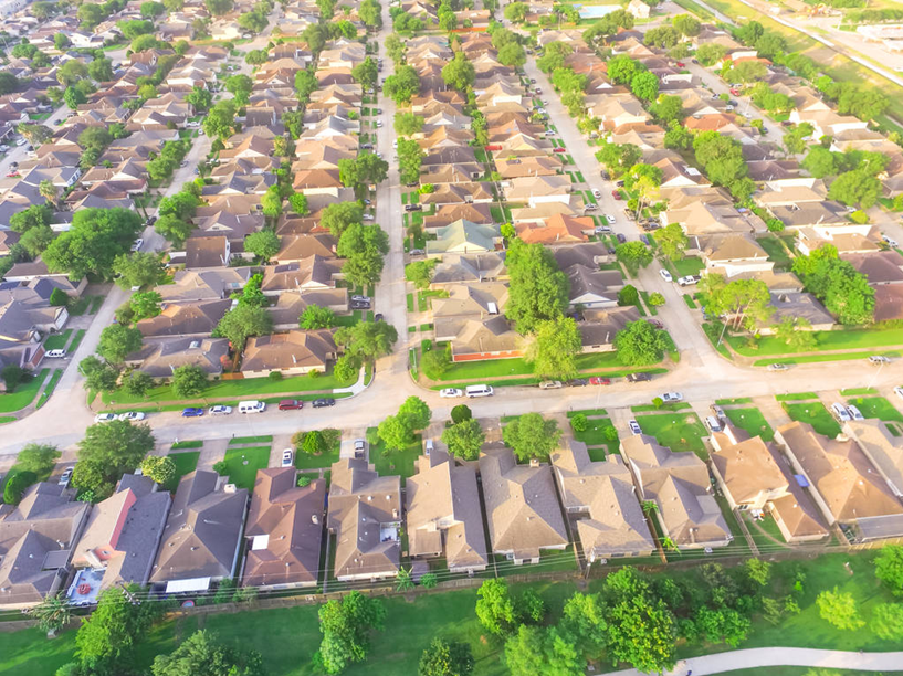 Aerial view of Dallas cityscape, representing Texas properties